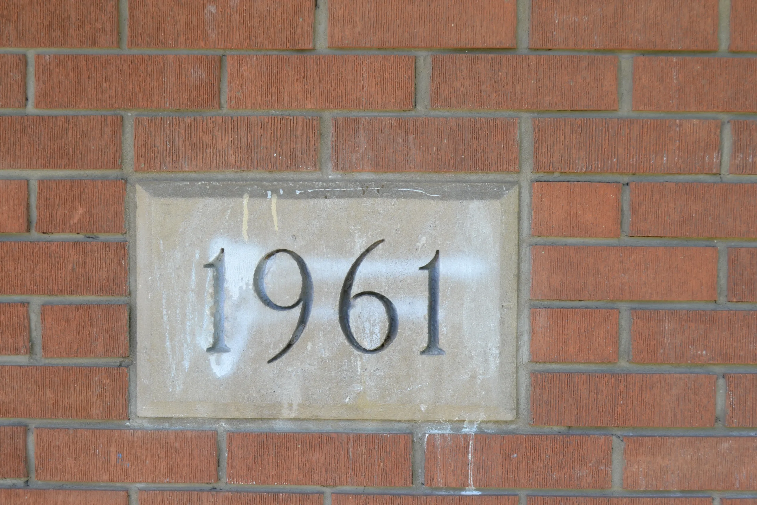 The 1961 cornerstone of the building