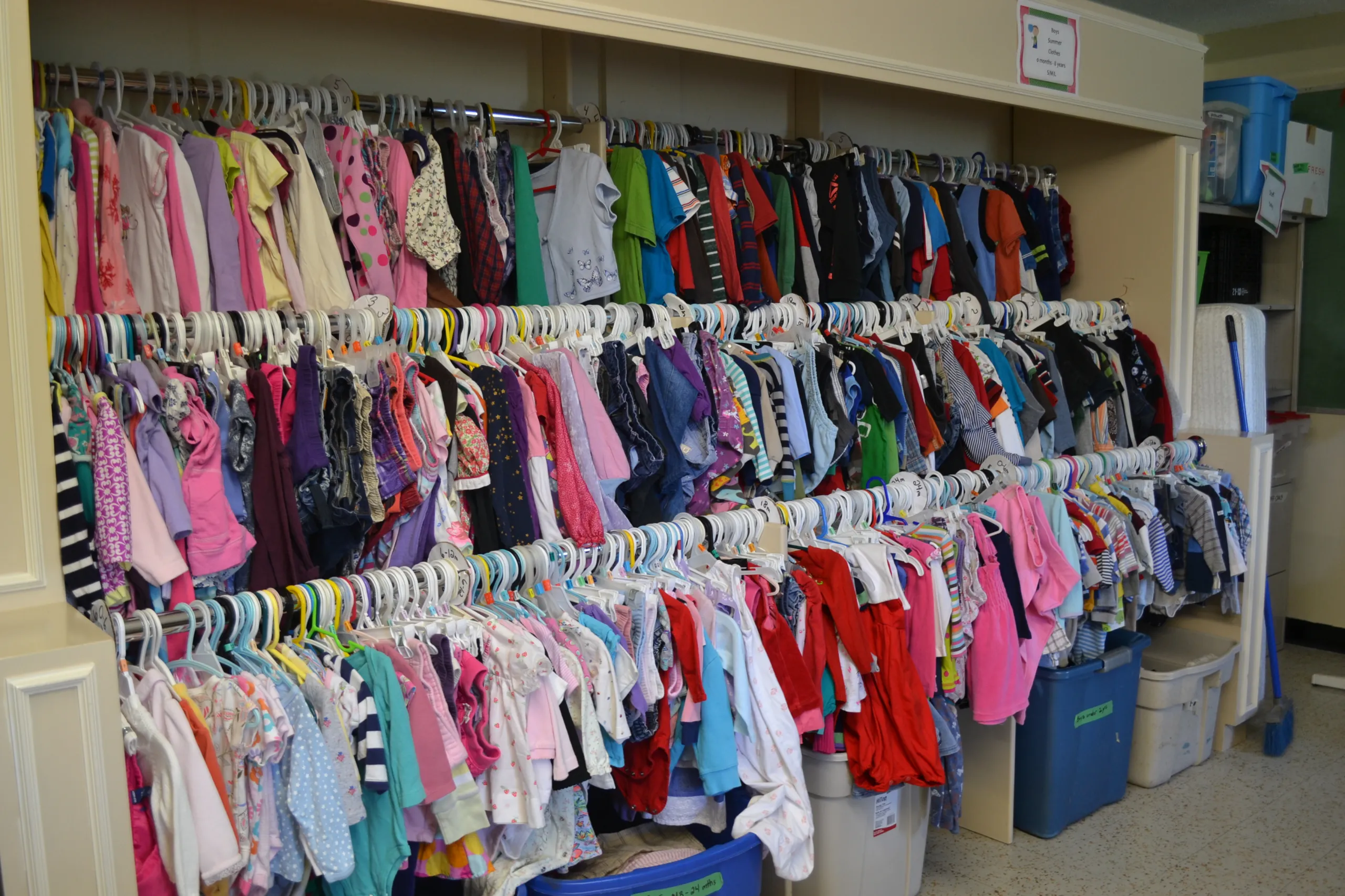 Racks of children's clothing