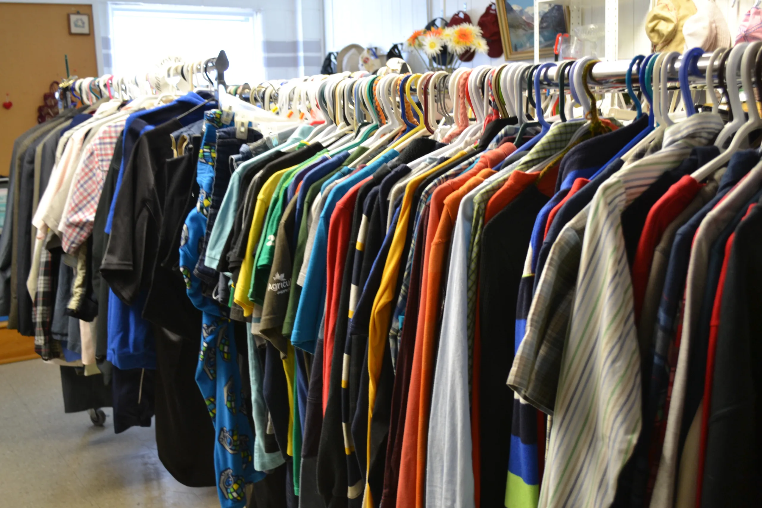 Racks of adult clothing