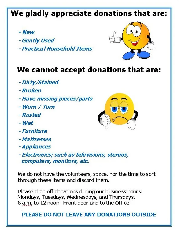 New Instructions for All Donations